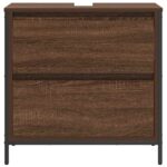 Meuble salle de bain lavabo tiroirs chêne marron 60x34,5x60 cm – Image 4