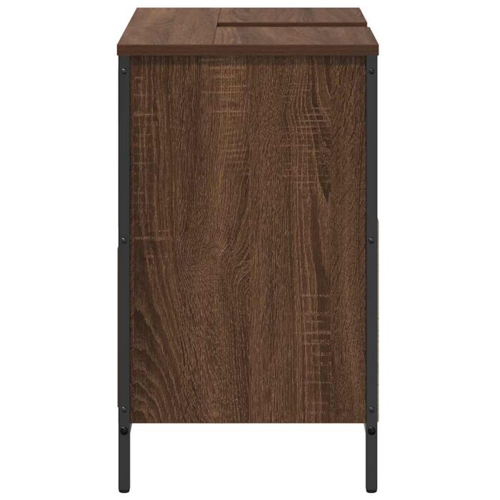 Meuble salle de bain lavabo tiroirs chêne marron 60x34,5x60 cm – Image 5