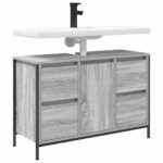Meuble sous-vasque avec tiroirs sonoma gris 90x34,5x60cm – Image 2