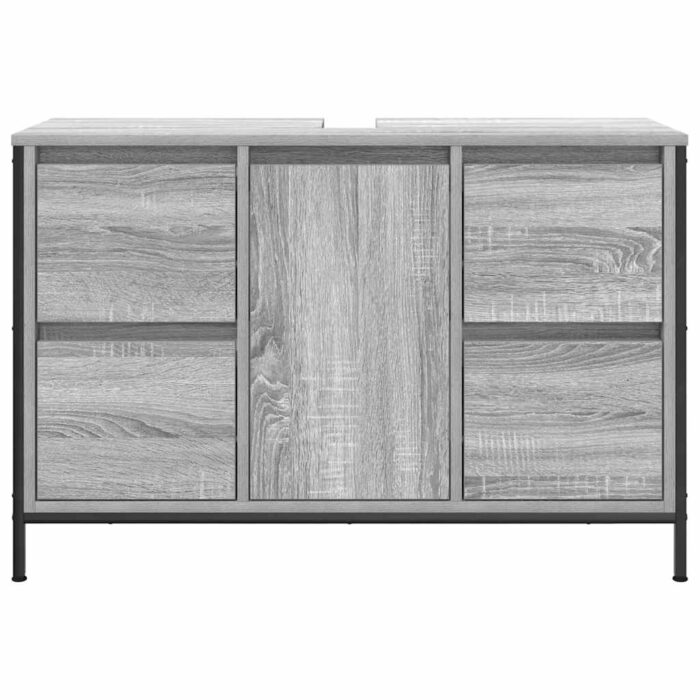 Meuble sous-vasque avec tiroirs sonoma gris 90x34,5x60cm – Image 4