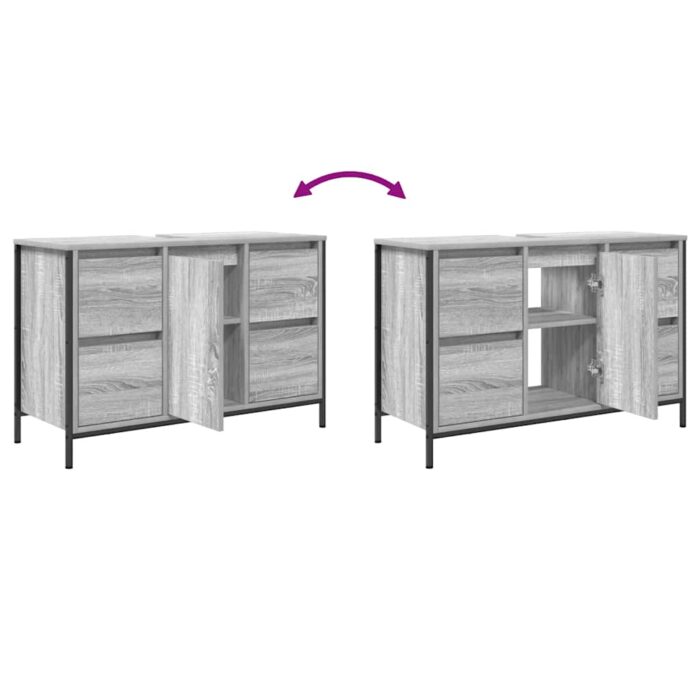 Meuble sous-vasque avec tiroirs sonoma gris 90x34,5x60cm – Image 8