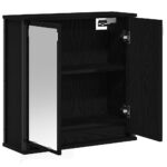 Armoire murale de salle de bain miroir chêne noir 60x21x60 cm – Image 2