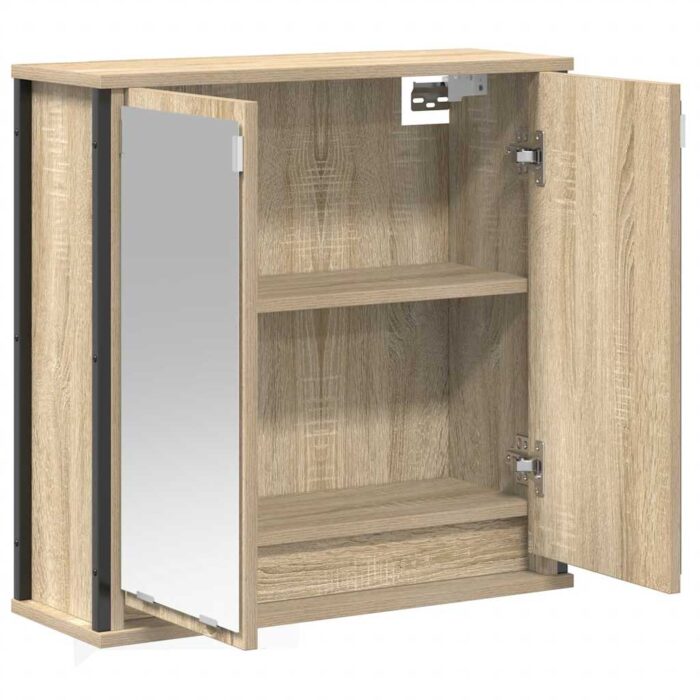 Armoire murale de salle de bain miroir chêne sonoma 60x21x60 cm – Image 2