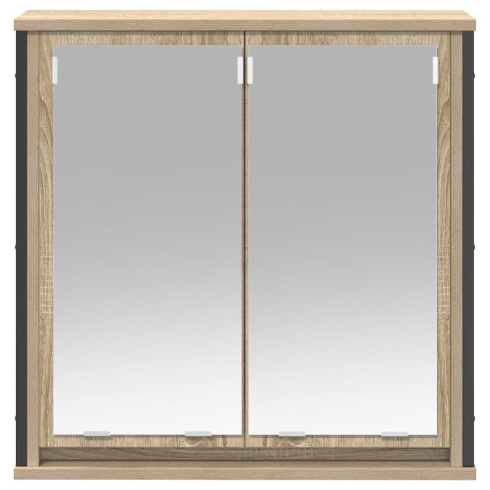 Armoire murale de salle de bain miroir chêne sonoma 60x21x60 cm – Image 3
