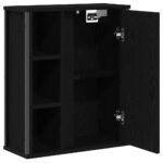 Armoire murale de salle de bain miroir chêne noir 50x21x60 cm – Image 3