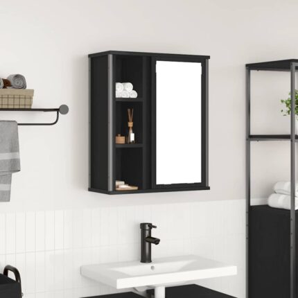 Armoire murale de salle de bain miroir chêne noir 50x21x60 cm