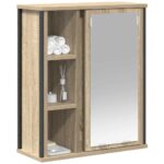Meuble murale de salle de bain miroir chêne sonoma 50x21x60 cm – Image 2