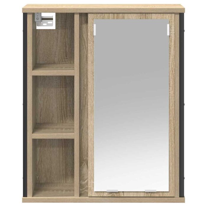 Meuble murale de salle de bain miroir chêne sonoma 50x21x60 cm – Image 4
