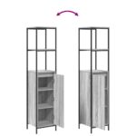 Meuble de salle de bain avec étagères sonoma gris 36x35x165 cm – Image 7