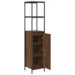 Meuble de salle de bain avec étagères chêne marron 36x35x165 cm – Image 3