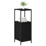 Meuble de salle de bain avec étagères chêne noir 36x35x95 cm – Image 2