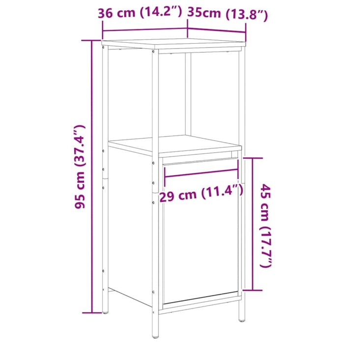 Meuble de salle de bain avec étagères chêne sonoma 36x35x95 cm – Image 12