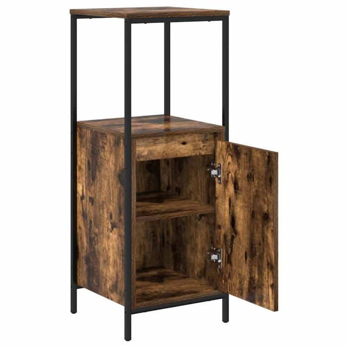 Meuble de salle de bain avec étagères chêne fumé 36x35x95 cm – Image 3