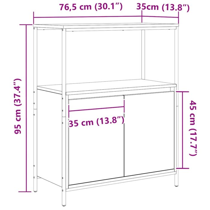 Meuble de salle de bain avec étagères chêne noir 76,5x35x95 cm – Image 11