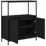 Meuble de salle de bain avec étagères chêne noir 76,5x35x95 cm – Image 3