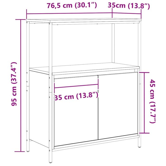 Meuble de salle de bain avec étagères sonoma gris 76,5x35x95 cm – Image 11