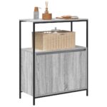 Meuble de salle de bain avec étagères sonoma gris 76,5x35x95 cm – Image 2