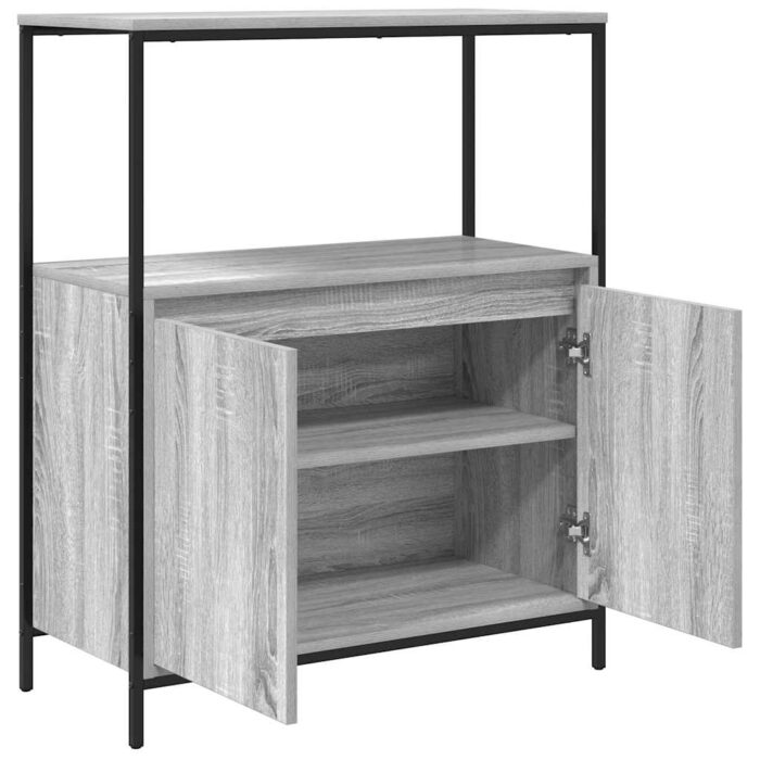 Meuble de salle de bain avec étagères sonoma gris 76,5x35x95 cm – Image 3