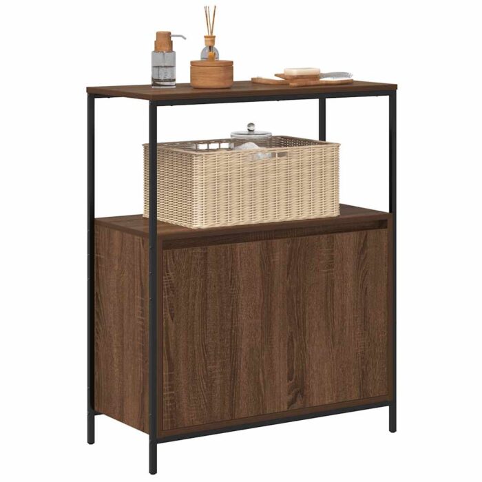 Meuble de salle de bain avec étagères chêne marron 76,5x35x95cm – Image 2