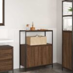 Meuble de salle de bain avec étagères chêne marron 76,5x35x95cm