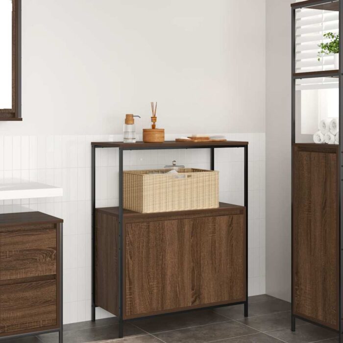 VXL8721158708403_m_en_hd_1.jpg Meuble de salle de bain avec étagères chêne marron 76,5x35x95cm – Image 1