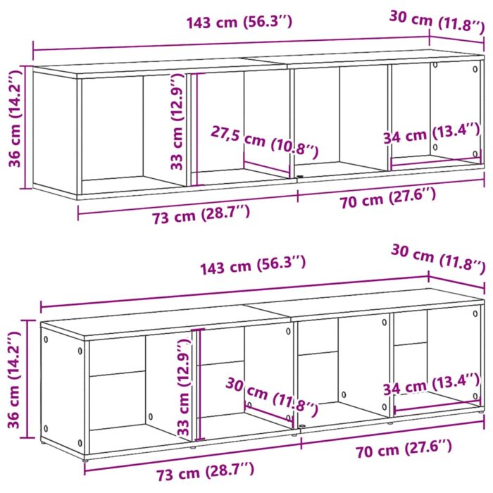 Bibliothèques 3 pcs vieux bois bois d'ingénierie – Image 12