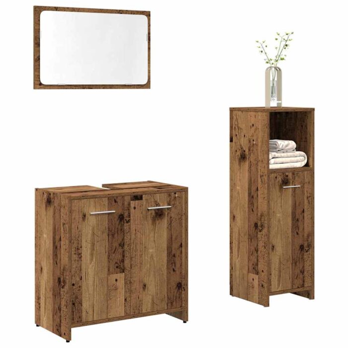 Ensemble de meubles salle de bain 3 pcs bois d'ingénierie – Image 1