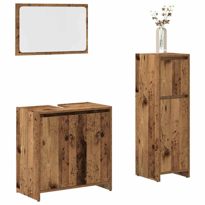 Ensemble de meubles salle de bain 3 pcs bois d'ingénierie – Image 1