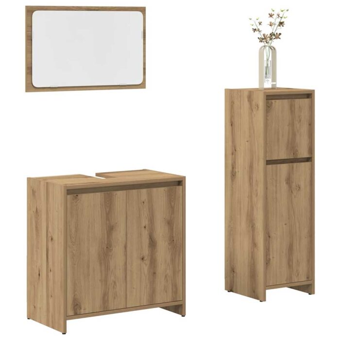 Ensemble de meubles salle de bain 3 pcs bois d'ingénierie – Image 1