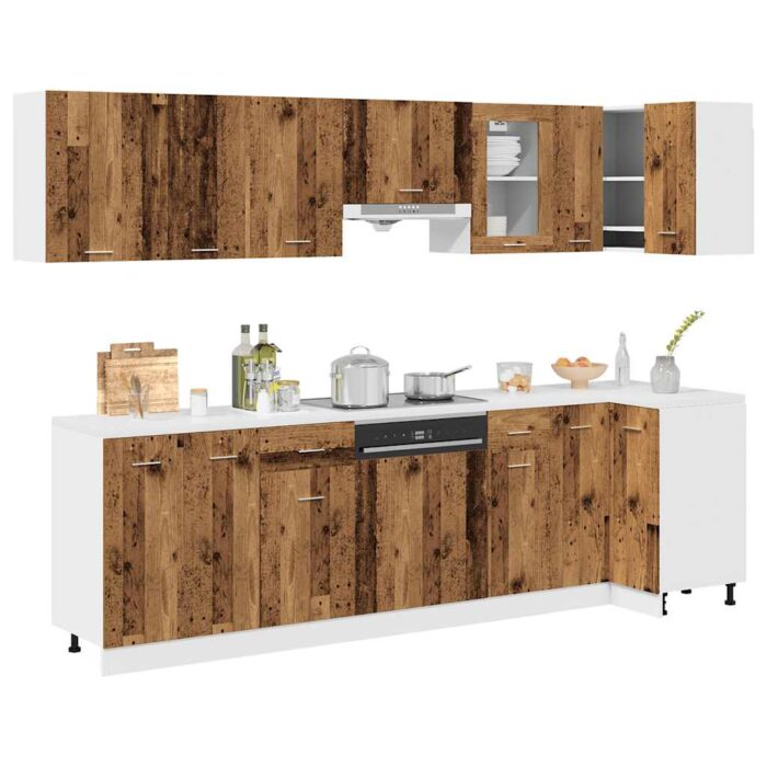 Ensemble d'armoires de cuisine 11 pcs vieux bois – Image 1