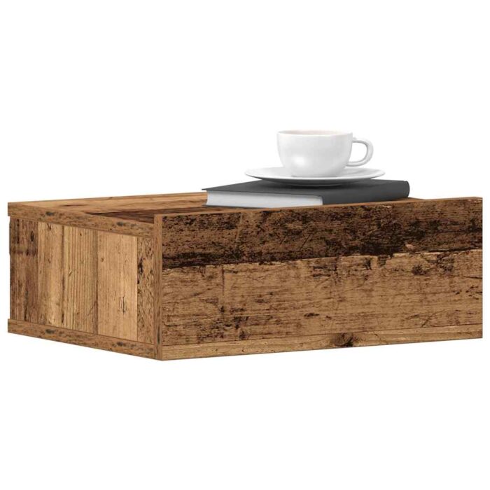 Table de chevet flottante vieux bois bois d'ingénierie – Image 1