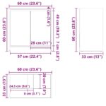 Armoire lavabo de salle de bain chêne artisanal 60x33x60 cm – Image 12