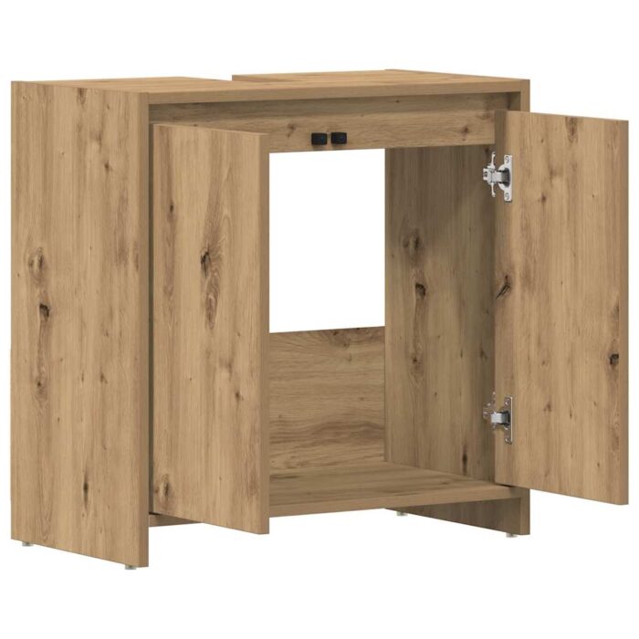 Armoire lavabo de salle de bain chêne artisanal 60x33x60 cm – Image 4