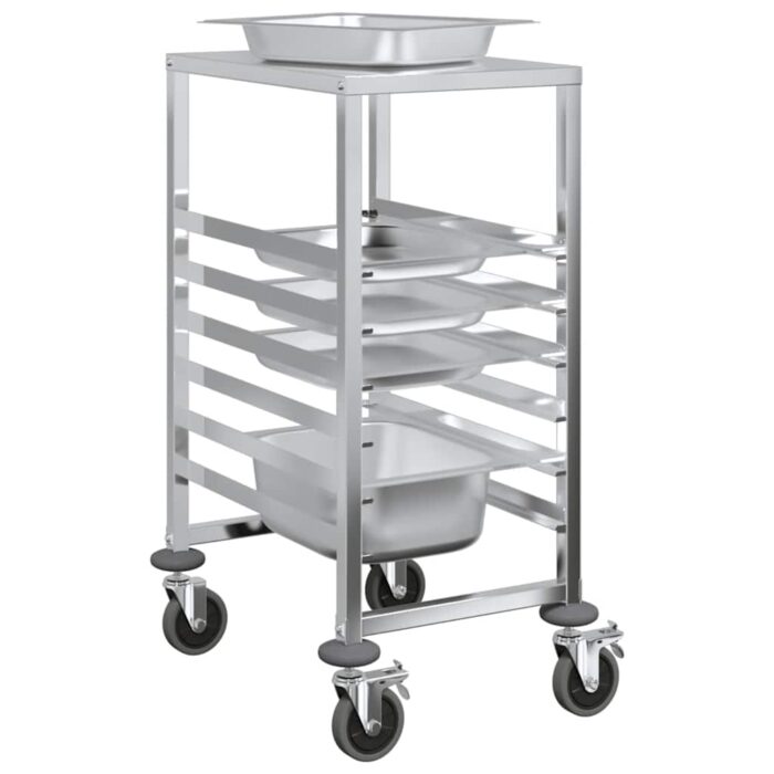Chariot à plateaux 6 bacs GN 39x55x87 cm acier inoxydable – Image 2
