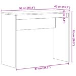 Bureau chêne noir 90x40x72 cm bois d'ingénierie – Image 8