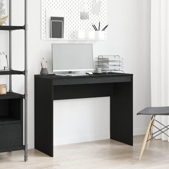 Bureau chêne noir 90x40x72 cm bois d'ingénierie – Image 1