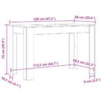 Table à dîner chêne noir 120x60x76 cm bois d'ingénierie – Image 8