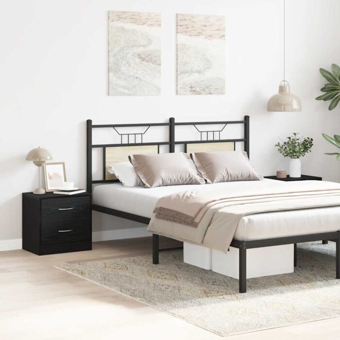 Tables de chevet 2pcs chêne noir 40x30x40cm bois d'ingénierie – Image 1