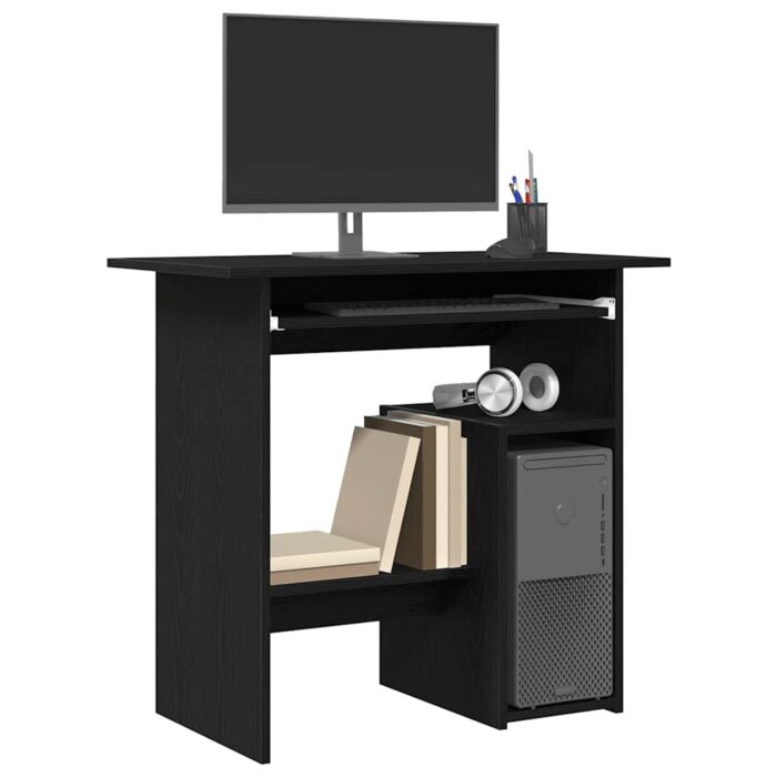 Bureau chêne noir 80x45x74 cm bois d'ingénierie – Image 2