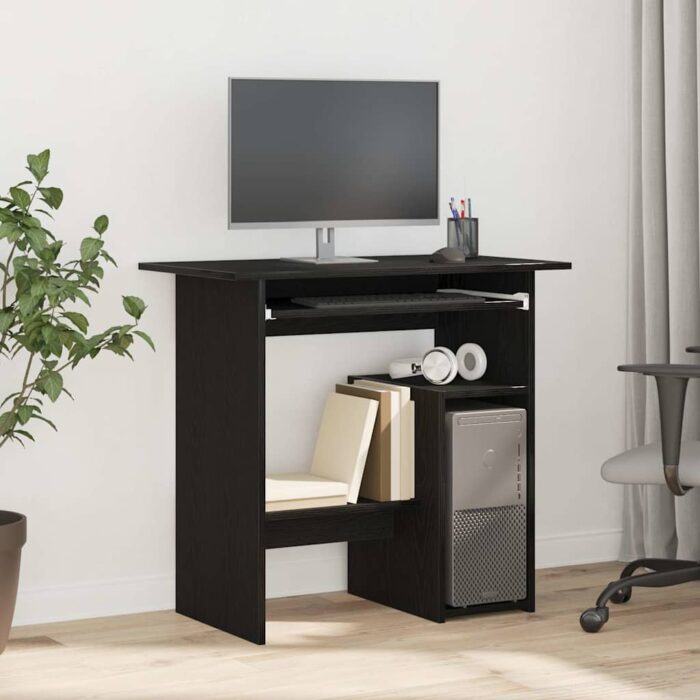 Bureau chêne noir 80x45x74 cm bois d'ingénierie – Image 1