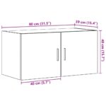 Armoire murale chêne noir 80x39x40 cm bois d'ingénierie – Image 9