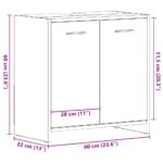 Armoire lavabo de salle de bain chêne noir 60x33x60 cm – Image 11