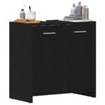 Armoire lavabo de salle de bain chêne noir 60x33x60 cm – Image 2