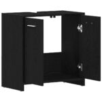 Armoire lavabo de salle de bain chêne noir 60x33x60 cm – Image 3