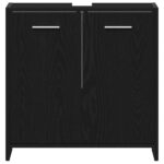 Armoire lavabo de salle de bain chêne noir 60x33x60 cm – Image 4