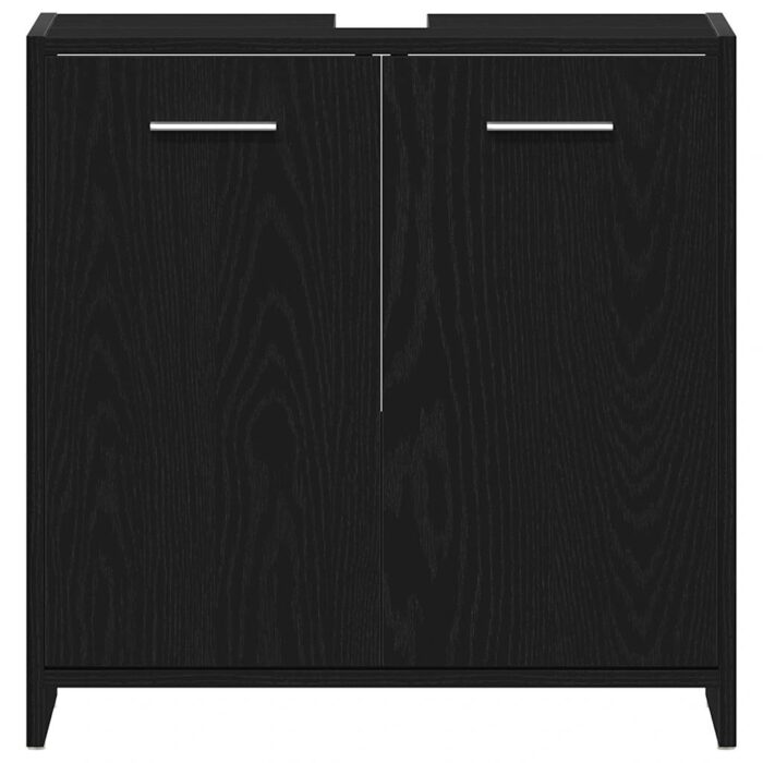 Armoire lavabo de salle de bain chêne noir 60x33x60 cm – Image 4