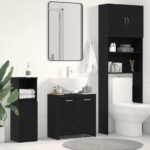 Armoire lavabo de salle de bain chêne noir 60x33x60 cm