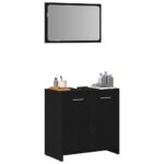 Armoire de salle de bain avec miroir chêne noir – Image 2