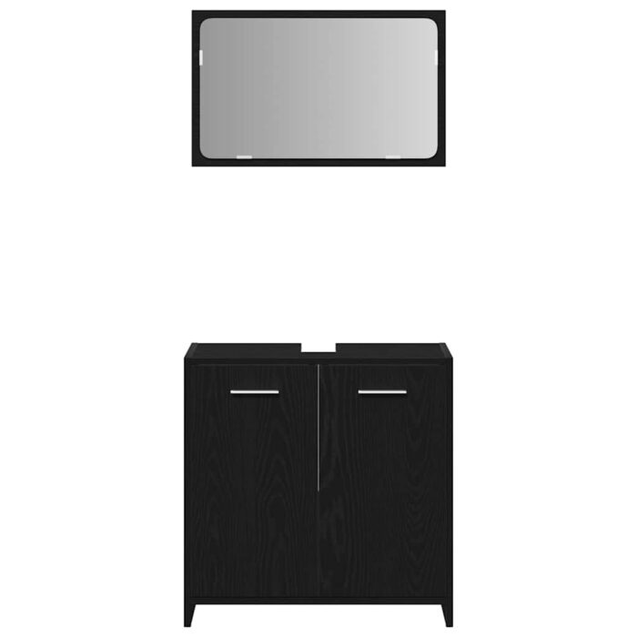 Armoire de salle de bain avec miroir chêne noir – Image 4