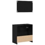 Armoire de salle de bain avec miroir chêne noir – Image 6